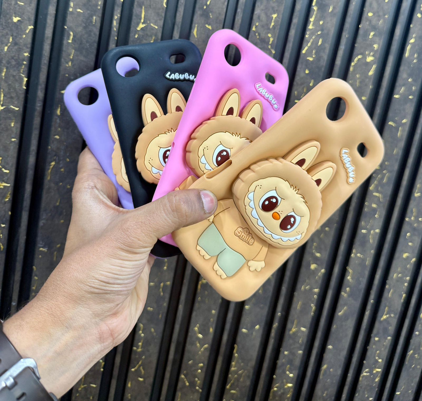 Labubu Cuddle Pop Silicone With Pop Stand Phone Case | Soft Silicone Cover