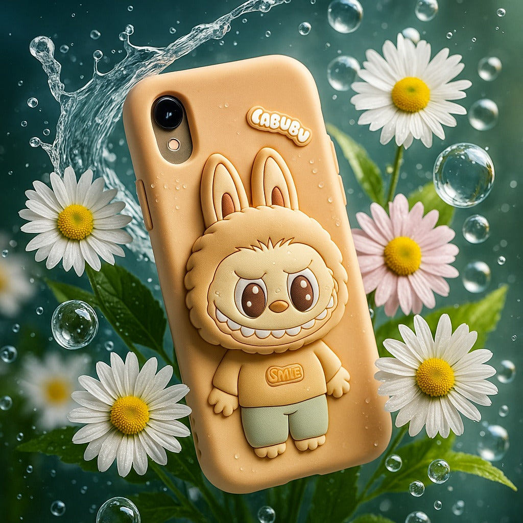 Labubu Cuddle Pop Silicone With Pop Stand Phone Case | Soft Silicone Cover