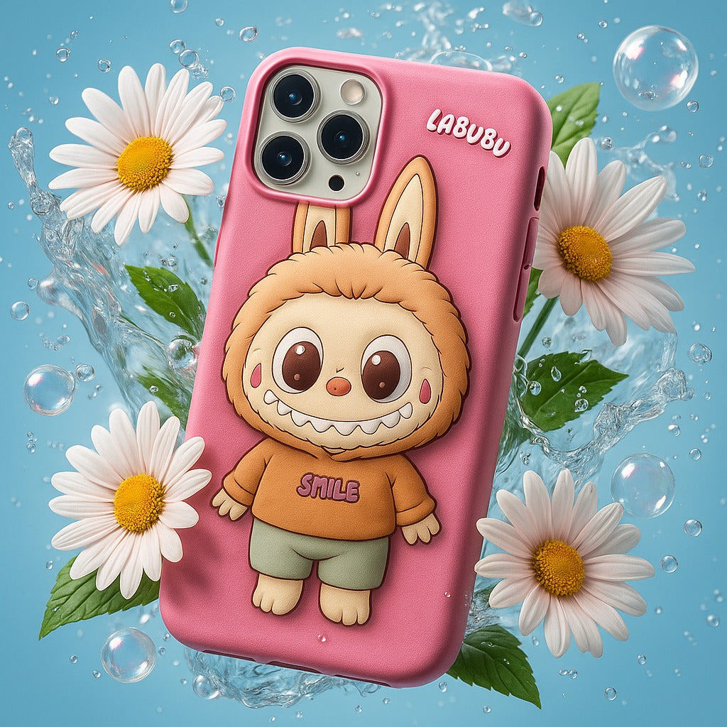 Labubu Cuddle Pop Silicone With Pop Stand Phone Case | Soft Silicone Cover